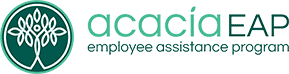 Logo of Acacia EAP with a tree symbol and the text employee assistance program.