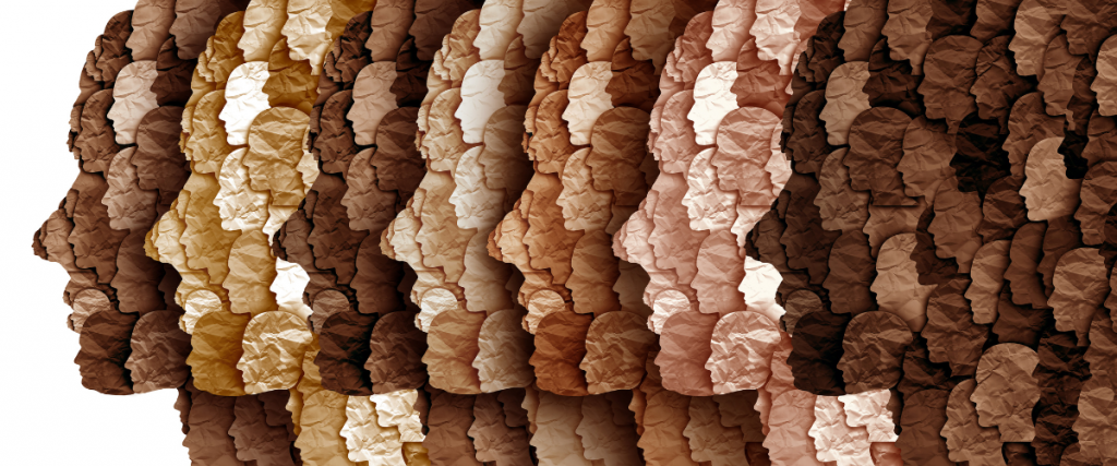 Abstract silhouettes symbolize unity and diversity in an employee assistance theme.