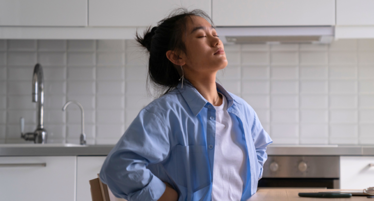 Employee finding relief and relaxation with an assistance program at home.